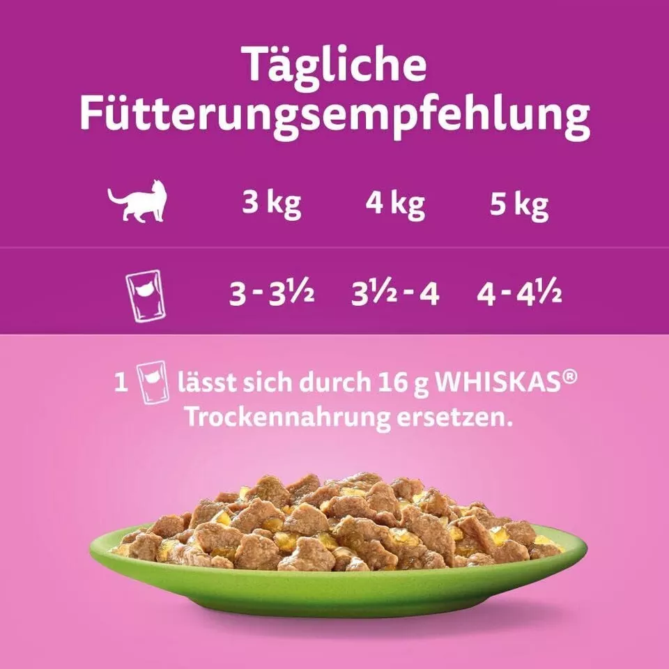 Whiskas Adult 1+ Katzennassfutter Gemischte Auswahl in Gelee, 84 Portionsbeutel - Bild 3 von 4