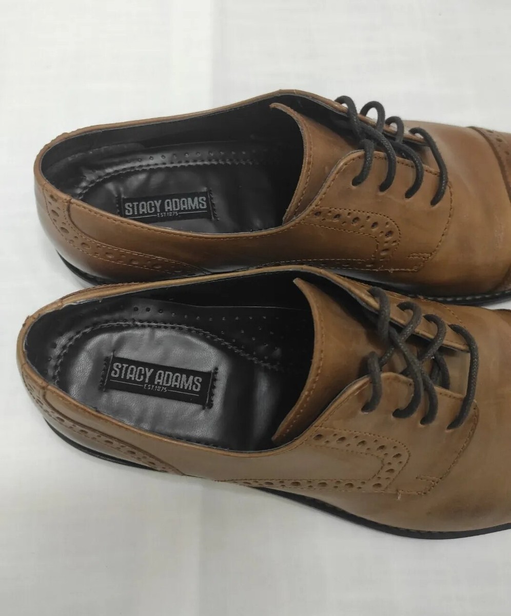 Stacy Adams Prescott Men\'s Brown Leather Shoes Size 10.5 Stacy Adams Prescott Dress Shoes mens 13M Brown leather cap  main image 2