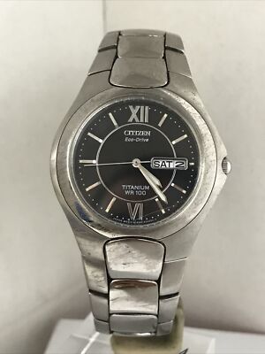Citizen Men's Eco-Drive Titanium WR-100 With Day Date Bracelet