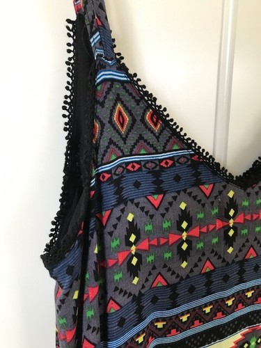 Lola Rae Summer Dress Sz L NWT Southwest Handkerchief Midi Hem Blue Red Yellow - Picture 4 of 9