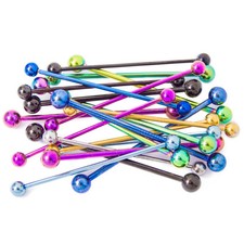 10 Pack 14G Industrial Barbell Surgical Steel Anodized Titanium Piercing Earring