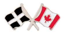 Canada Flag & Cornwall St Piran's Flag Friendship Courtesy Pin Badge