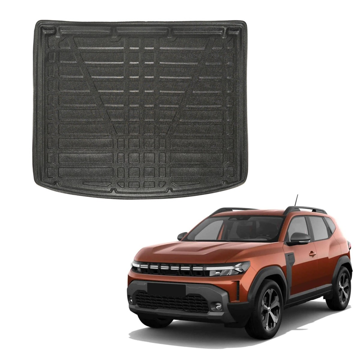 J&J AUTOMOTIVE | Vasca Baule Per Bagagliaio In TPE Gomma Su Misura Per Duster 2WD 2010-2017, Bordo Alto 4 cm, Antiscivolo, Inodore, Arrotolabile