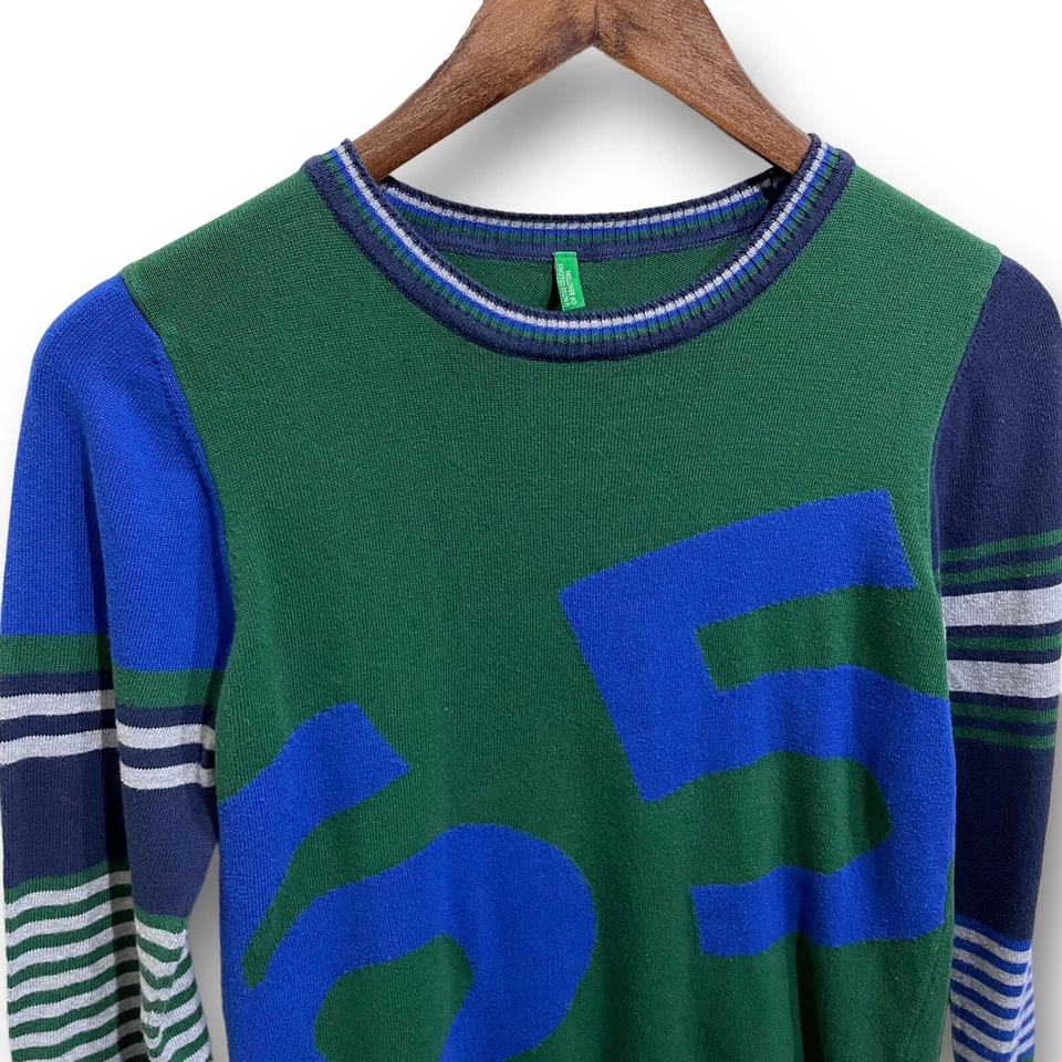Sudadera tejida United Colors of Benetton verde azul talla grande 16 x 25 Foto 3 de 4