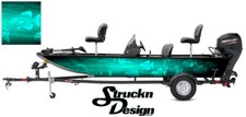 Crappie Fishing Fish Boat Bass Skeletons Wrap Decal USA Graphic Black Teal Vinyl