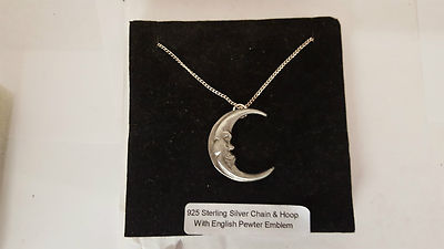 Mond R122 Emblem an einer 925 Sterling Silber Halskette 16,18,20,26,30 