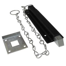 Spring Loaded Chain Bolt Latch (Pull Back Sprung Door Catch Zinc Plated Black)