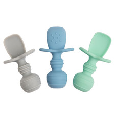 Silicone Baby Spoons Self Feeding 6 Months - Feeding Essentials, Baby Led Wea...