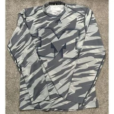Michigan Wolverines Shirt Mens Adidas Small Gray Climalite Camo Long Sleeve NCAA