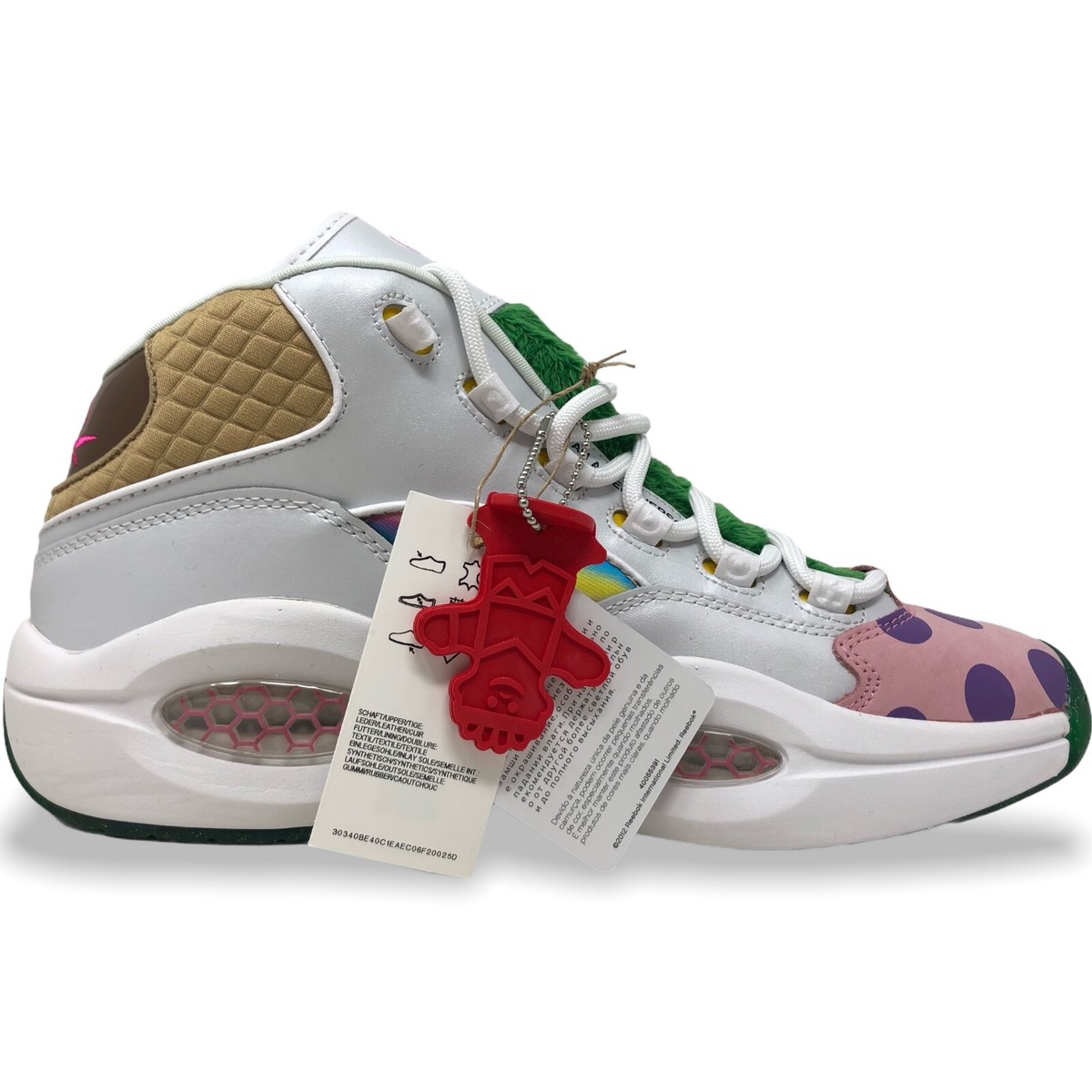 Reebok x Hasbro Question Mid Men\'s Size 10.5 \'Candy Land\' White GZ8826 Rare Reebok Hasbro x Question Mid Candy Land for Sale  main image 4