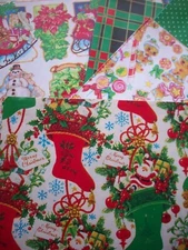 Vintage Christmas wrapping paper package 10 sheets of 20" by 30"  gift wrap