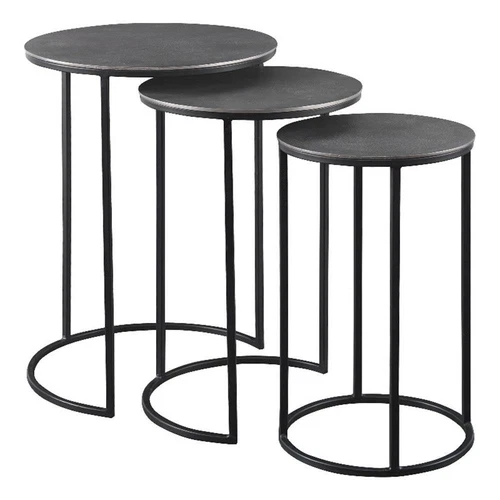 Uttermost Erik Metal and Aluminum Nesting Tables in Antique Nickel (Set of 3) - Picture 2 of 8