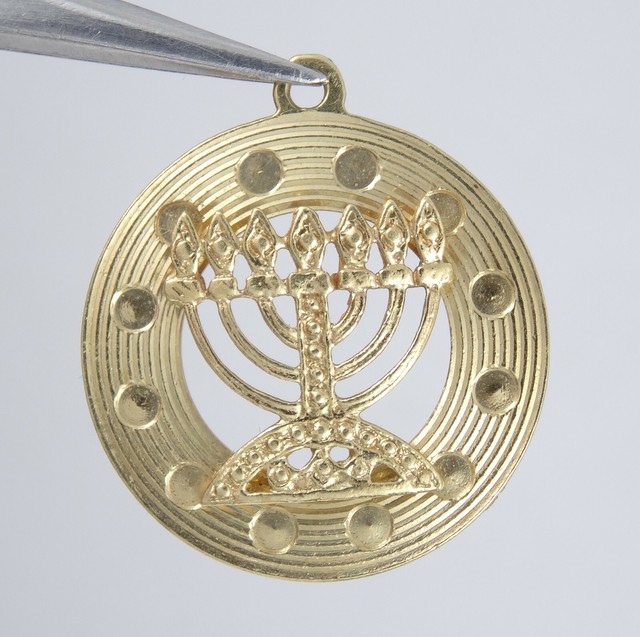 VINTAGE SOLID 14K GOLD MENORAH CHARM PENDANT 1" / 3.2g eBay