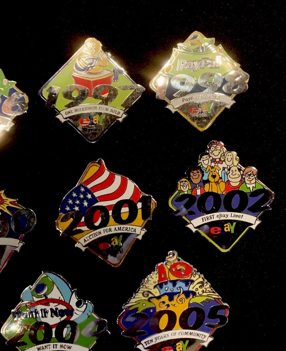 Ebay 10 Year Anniversary Pin Set 1995 - 1999, 2000-2005 (11