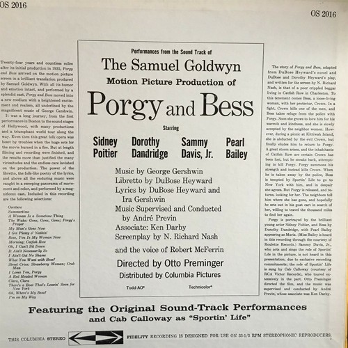 Porgy Bess Original Motion Picture Soundtrack VG+ 2016 Album Poitier PET RESCUE - Picture 2 of 4