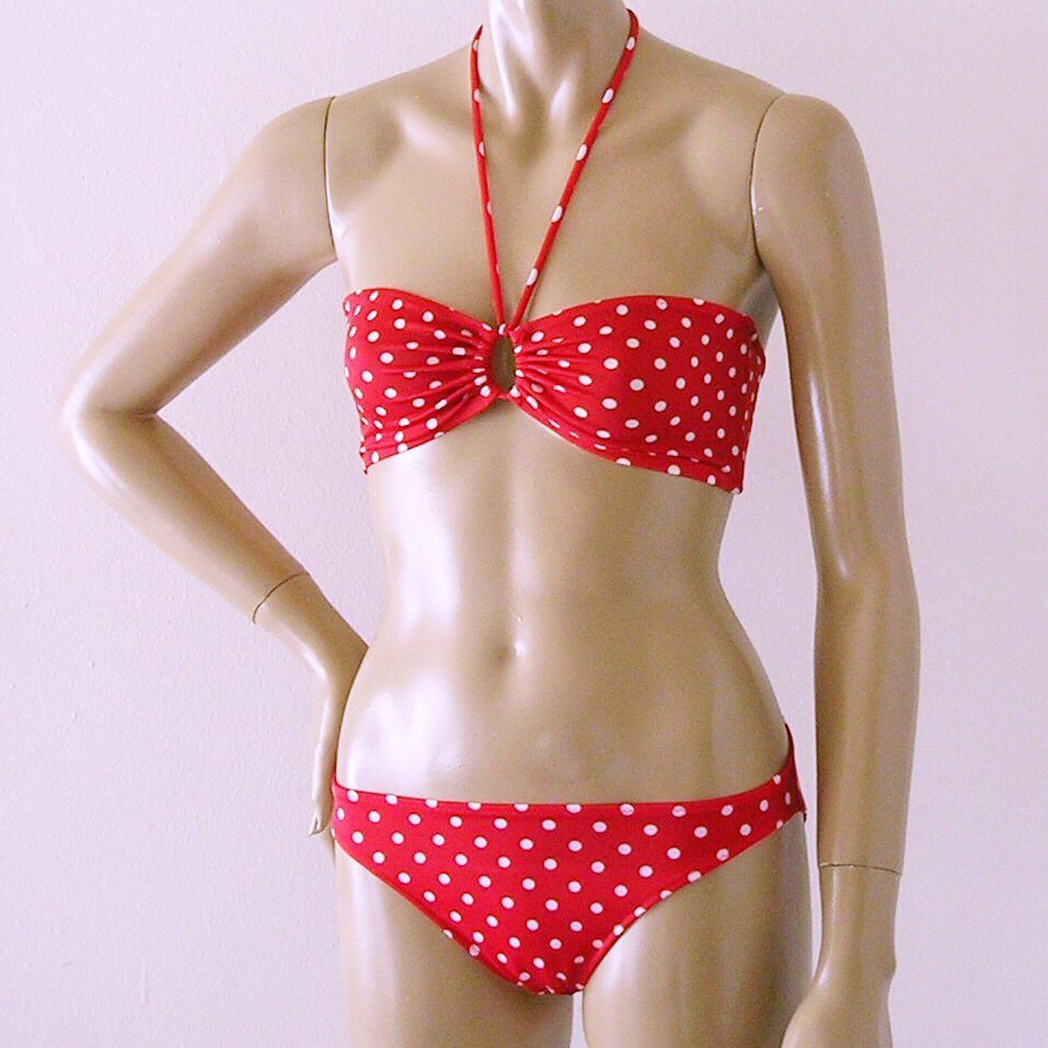 LOOPLOOP★Scarf Smocked Bikini Top★Rosy Dots_Red★大人気★ Chase Top | Strawberry Drop – Coral Reef Swim