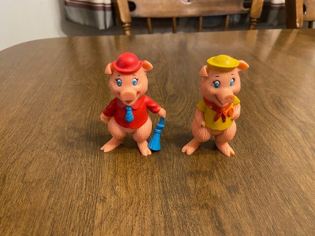 Vintage Hard Rubber  Pigs -  Lot of 2 - H.G. Toys