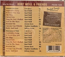 1529 KURT WEILL    POCKET SONGS KARAOKE CDG  LOT MI