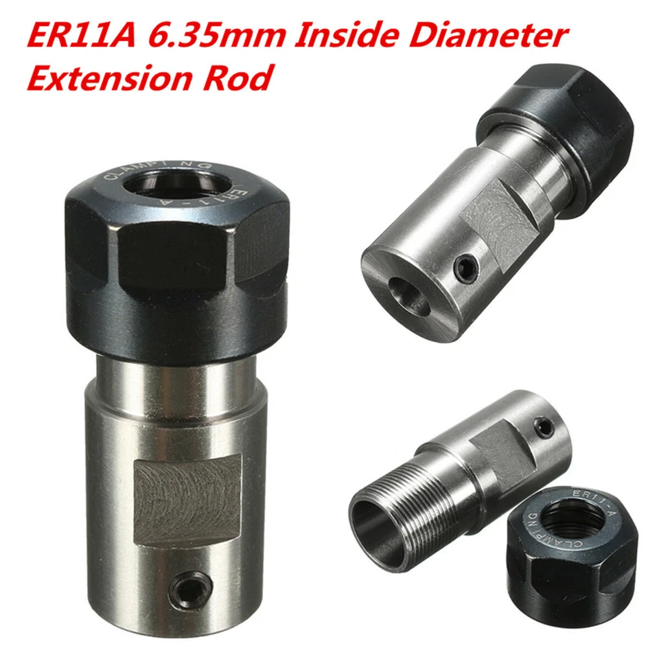 6.35mm 1/4" ER11 Collet Chuck Tool Holder CNC Milling Motor Shaft Extension Rod - Image 2 of 4