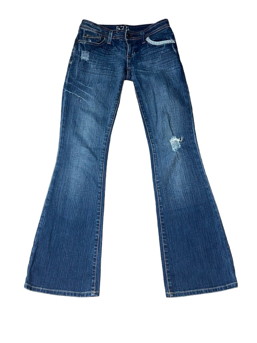 575 Los Angeles Women's 23 Blue Bootcut Distressed Flare Denim