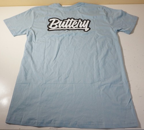 BUTTERY ADULT UNISEX LOGO SHORT SLEEVE T-SHIRT LIGHT BLUE LARGE NEW!! READ AD - Picture 2 of 4