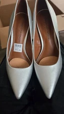 CHRISTIAN SIRIANO for Payless Women's Silver, Trendy Slip-on High Heel Shoes 6.5