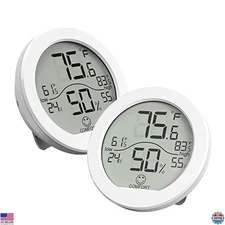 SECRUI TH1 Indoor Hygrometer & Thermometer - Accurate LCD Temp & Humidity 2PK