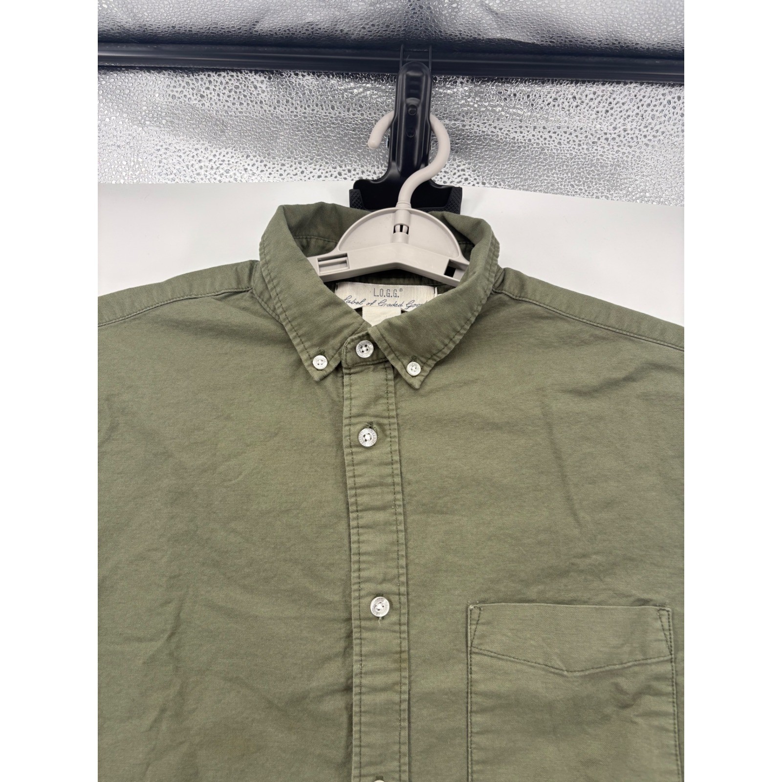 H&M L.O.G.G. Mens Button Down Shirt Size Medium Green Long Sleeve thumbnail 2