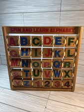 Vintage Wooden Spin And Learn Alphabet Letters Numbers Child  s Toy 1950's