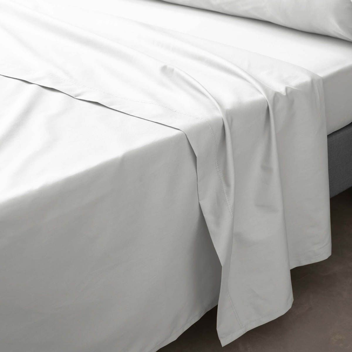 Drap plat percaline 240x300cm white en tissage serré haut de gamme