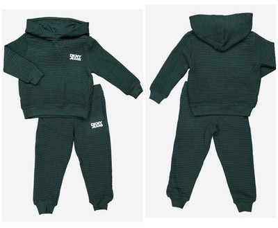 DKNY JEANS Zweiteiler Junge grün gerippt Lounge Outfit/Hoodie - Größe UK 2 Jahre alt