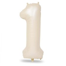 40 Inch Beige Balloon for 1st Birthday Decoration, Large Self Number 1 Cream