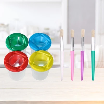 8-teiliges Kreide-Wascheimer-Stift-Waschbecher-Malpinsel, verschüttungssicheres - Bild 1 von 4