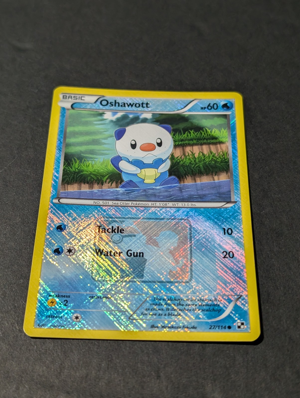 Oshawott 27/114 LP Pokemon League Promo Crosshatch Holo Foil BW B&W Pokemon Card
