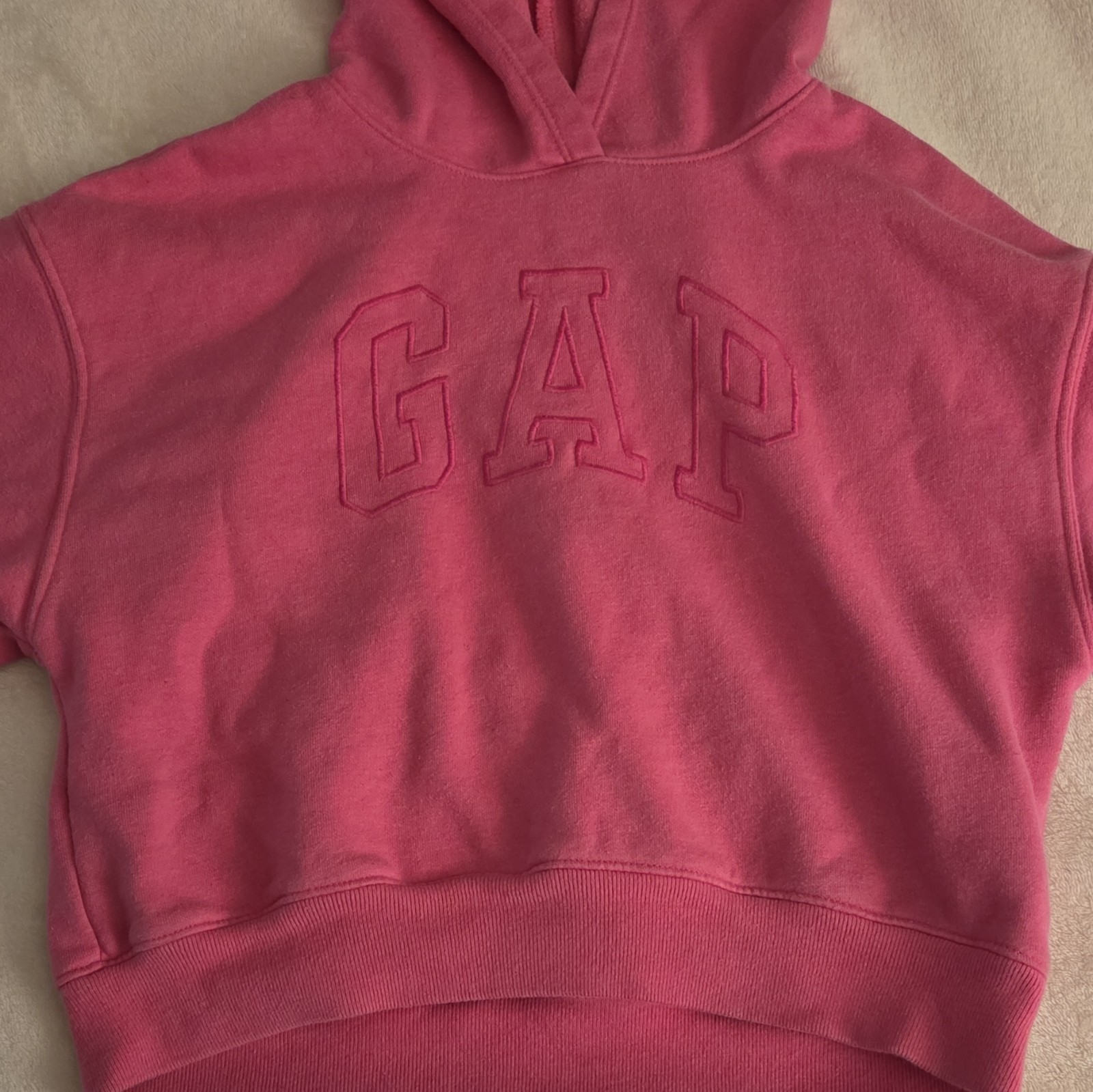 Gap Girls Pink Logo Hooded Pullover Hoodie Sweatshirt Size 6 Cotton Poly