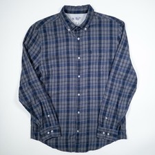 Original Penguin Mens Plaid Button Down Shirt Blue Gray Long Sleeve Size Large