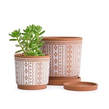 Set of 2 Terracotta Pots 4 Inch 6 Inch Planter Pots with Drainage