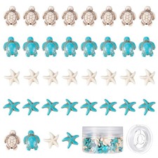 1 Box 100Pcs Sea Turtle Beads Turquoise Starfish Bead Synthetic Sea Star White B