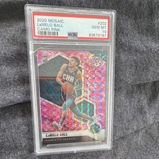 Panini Mosaic Rookie LaMelo Ball Pink Camo Prizm PSA 10 #202 Hornets