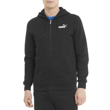 PUMA Essentials Small Logo Full Zip Hoodie Mens Black Casual Outerwear 58670201