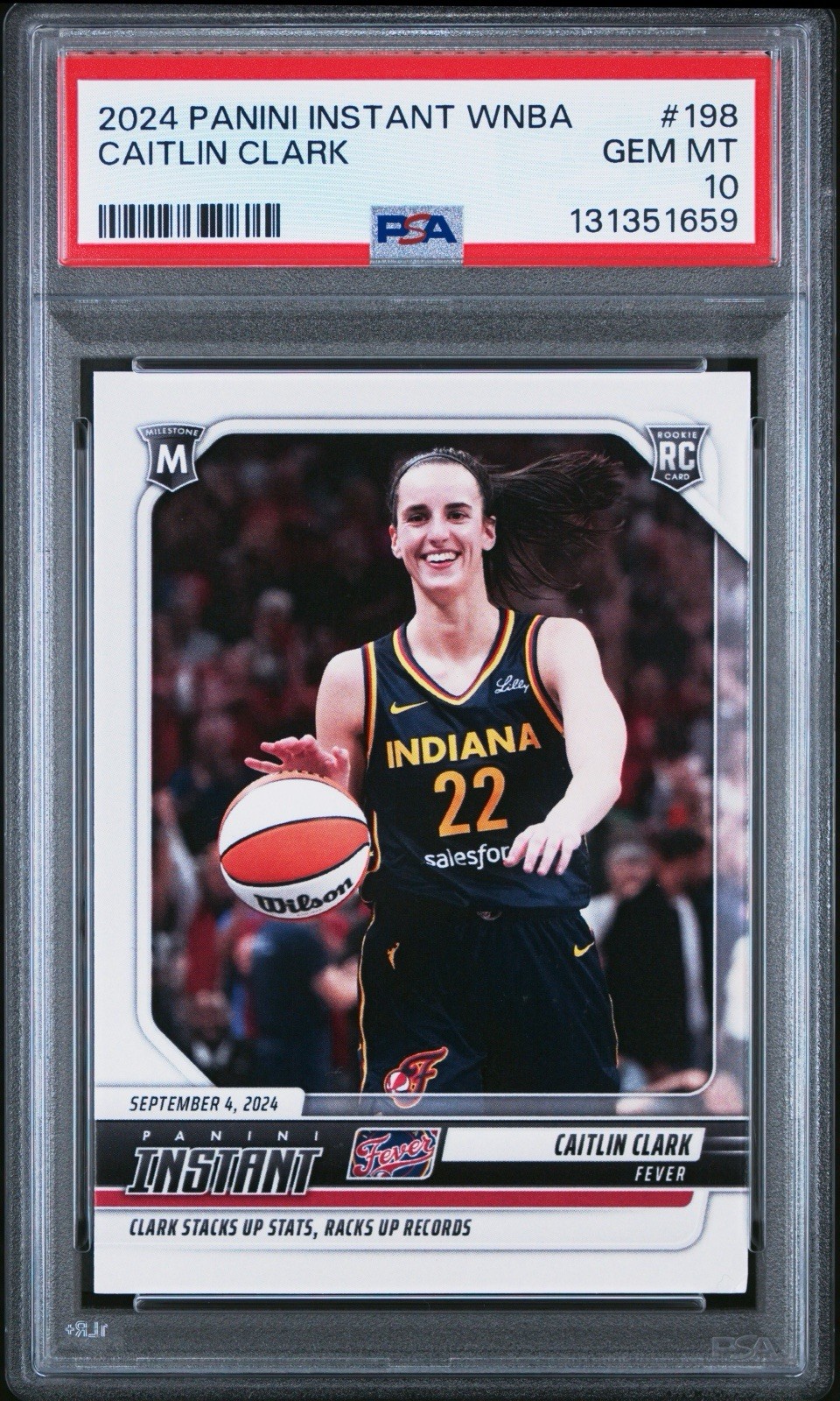CAITLIN CLARK RC 2024 PANINI INSTANT #198 ROOKIE PSA 10 GEM MINT FEVER WNBA 🔥🔥 view 2