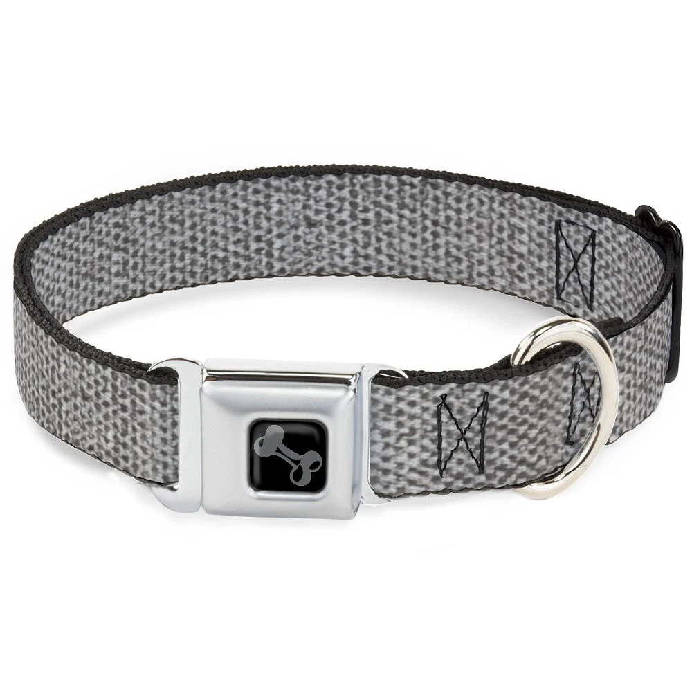 Dog Collar Bone Metallic Silver WIDE-Medium 16-23" (US IMPORT)