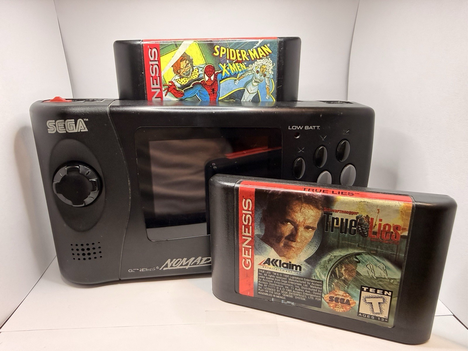 Vintage Sega Nomad Bundle Tested Working With True Lies CIB And Spiderman/Xmen