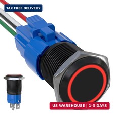 16mm Latching Push Button Switch 5A 12V DC, IP65 Waterproof ON/OFF, LED Angel