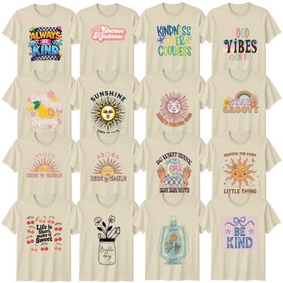 Boho Positive Vibes Floral Celestial Erwachsene T-Shirt Positive Vibes Geschenk