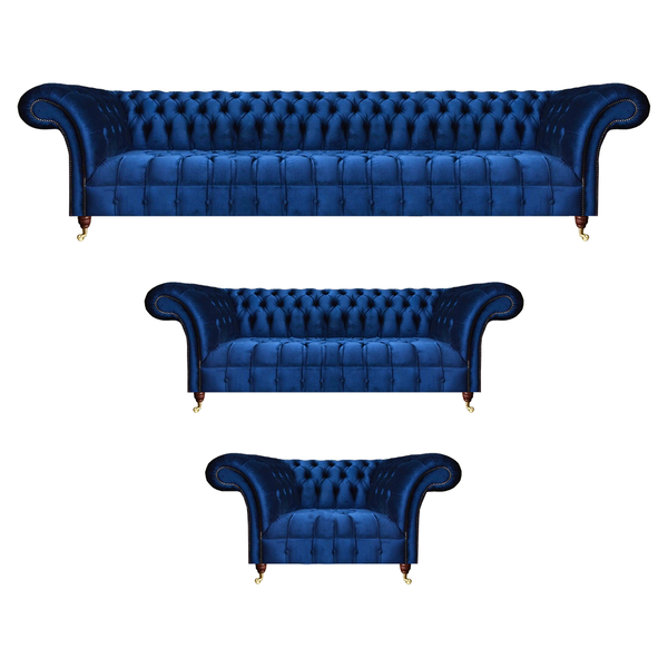 Neu Sofa Set 3Tlg Luxus Blau Komplett Chesterfield Wohnzimmer PolstermöBel-image