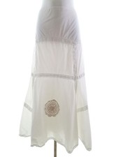 Boho Cottage Maxi Skirt White Cotton Tiered Crochet Peasant M S Per una US 12