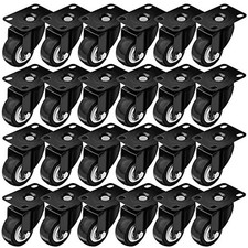 24 Pack Swivel Caster Wheels, 2 Inch Rubber Base, Plate Mount, 150 Lb Capacity