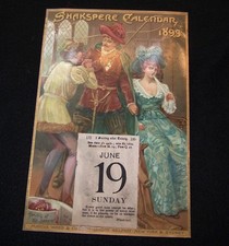 Chromolithograph June 19 Shakespere Calendar 1899