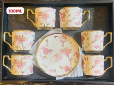Stunning Turkish Arabic coffe Set Of 6 Cups & 6 Saucer  For Gift